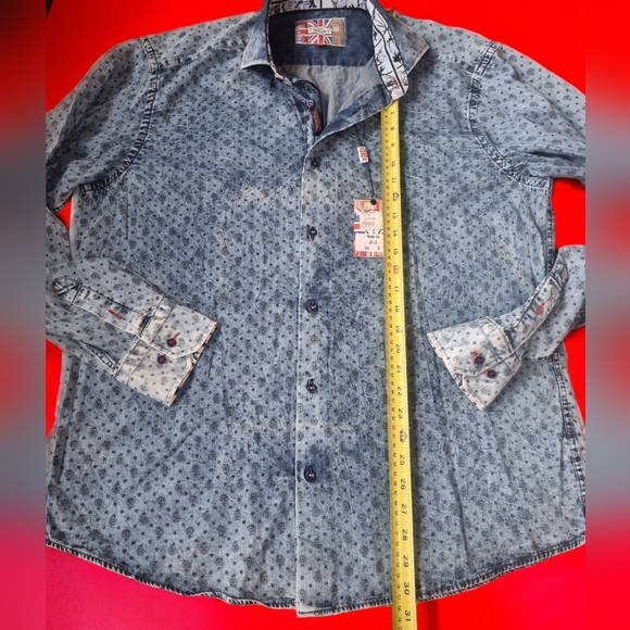 7 Downie St. Paisley Denim Shirt NWT - Picture 4 of 9